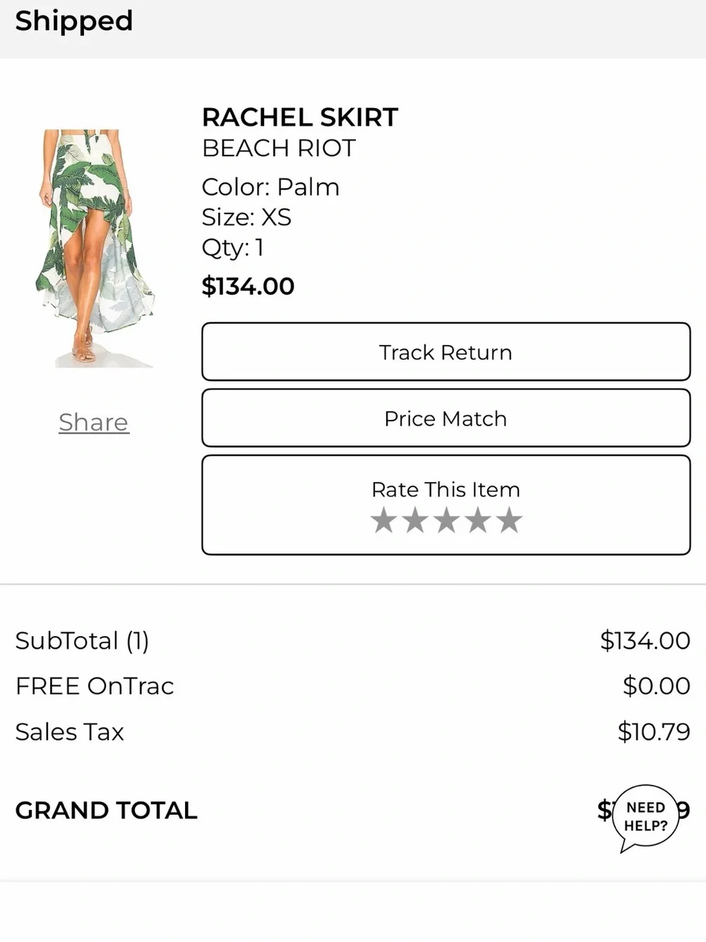 Beach Riot Green Palm Rachel Sarong Skirt